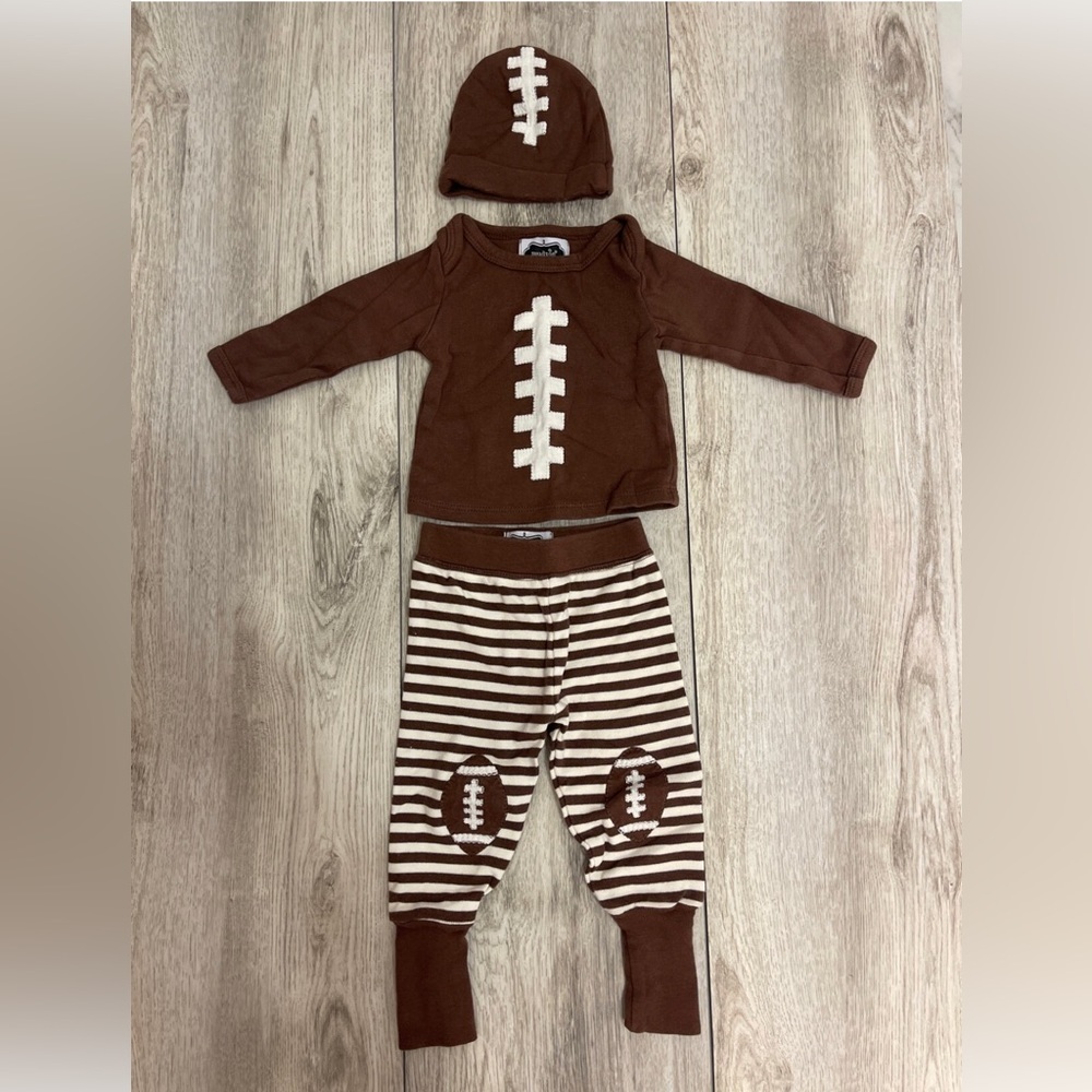 Mud Pie 0-3 months football outfit with hat
